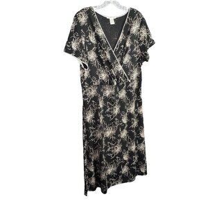 Notations Size XL Dress Scribble Floral Surplice Garden Cottage Office Versatile